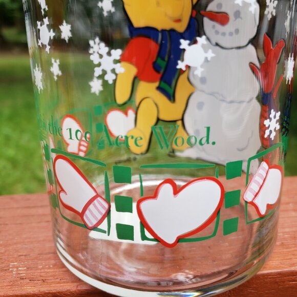 Vintage Anchor Hocking Winnie The Pooh & Piglet WINTER THEMED Glass Jar With Lid - Picture 6 of 16